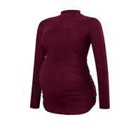 Smallshow Abbigliamento Premaman Donna Maniche Lunghe Magliette e Top maternità,Maroon,XL