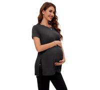 Smallshow Abbigliamento Premaman Donna Side Split Magliette e Top maternità,Deep Grey,M