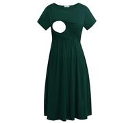 Smallshow Abito da Allattamento Femminile a Maniche Corte per L'Allattamento al Seno Deep Green Small