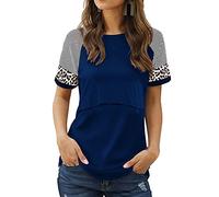 Smallshow Donna Maglia da Allattamento Top Premaman T Shirt,Navy,S