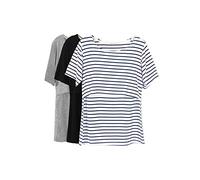 Smallshow Donna Maglie a Manica Corta di Professione d'infermiera a Strati Design L'Allattamento al Seno Camicie,Black/Grey/White Stripe,XL