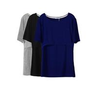 Smallshow Donna Maglie a Manica Corta di Professione d'infermiera a Strati Design L'Allattamento al Seno Camicie,Deep Blue/Black/Grey,L