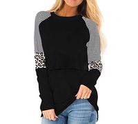 Smallshow Donna maternità Maglia Allattamento Estiva Top Premaman T Shirt,Black,S