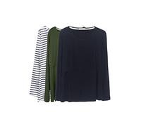 Smallshow Donna Top per Allattamento a Maniche Lunghe 3 Pack,Army Green/Black/White Stripe,S
