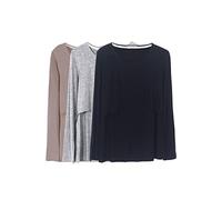 Smallshow Donna Top per Allattamento a Maniche Lunghe 3 Pack,Black/Grey/Brown,M