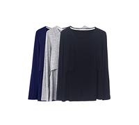 Smallshow Donna Top per Allattamento a Maniche Lunghe 3 Pack,Black/Grey/Navy,S