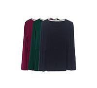 Smallshow Donna Top per Allattamento a Maniche Lunghe 3 Pack,Wine/Deep Green/Black,2XL