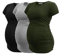 Smallshow Donne maternità Abbigliamento Top Camicia Abbigliamento Gravidanza 3-Pack Black/Grey/Army Green XL