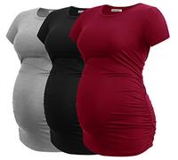 Smallshow Donne maternità Abbigliamento Top Camicia Abbigliamento Gravidanza 3-Pack Black/Grey/Wine M