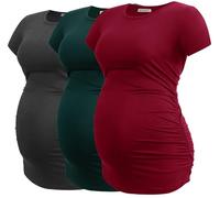 Smallshow Donne maternità Abbigliamento Top Camicia Abbigliamento Gravidanza 3-Pack Deep Green-Deep Grey-Wine S