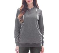 Smallshow Felpe Premaman con Cappuccio Felpa da Donna a Maniche Lunghe per L'Allattamento Deep Grey S