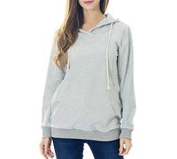 Smallshow Felpe Premaman con Cappuccio Felpa da Donna a Maniche Lunghe per L'Allattamento Light Grey S