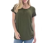 Smallshow Top maternità Infermieristica da Donna con Manica Corta T Shirt da Allattamento in Rayon Army Green XX-Large