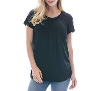 Smallshow Top maternità Infermieristica da Donna con Manica Corta T Shirt da Allattamento in Rayon Black Medium