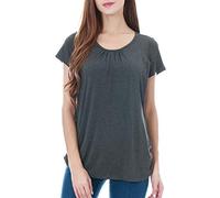 Smallshow Top maternità Infermieristica da Donna con Manica Corta T Shirt da Allattamento in Rayon Dim Grey Large