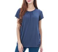 Smallshow Top maternità Infermieristica da Donna con Manica Corta T Shirt da Allattamento in Rayon Dusty Blue Small