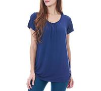 Smallshow Top maternità Infermieristica da Donna con Manica Corta T Shirt da Allattamento in Rayon Navy Medium