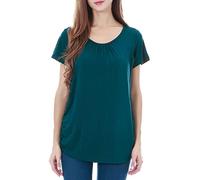 Smallshow Top maternità Infermieristica da Donna con Manica Corta T Shirt da Allattamento in Rayon Teal Small