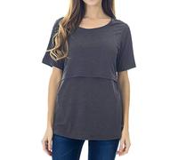 Smallshow Top per Allattamento a Maniche Corta da Donna Camicia Allattamento al Seno L Deep Grey