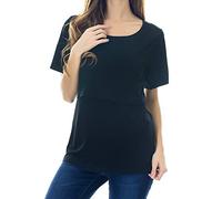 Smallshow Top per Allattamento a Maniche Corta da Donna Camicia Allattamento al Seno M Black