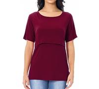Smallshow Top per Allattamento a Maniche Corta da Donna Camicia Allattamento al Seno M Wine