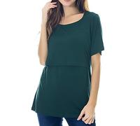 Smallshow Top per Allattamento a Maniche Corta da Donna Camicia Allattamento al Seno S Deep Green