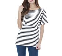 Smallshow Top per Allattamento a Maniche Corta da Donna Camicia Allattamento al Seno White Stripe XX-Large