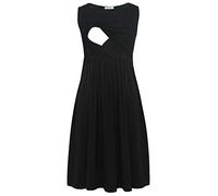 Smallshow Vestito Patchwork Premaman da Allattamento con Tasche Senza Maniche per Le Donne Black Medium