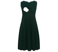 Smallshow Vestito Patchwork Premaman da Allattamento con Tasche Senza Maniche per Le Donne Deep Green Small