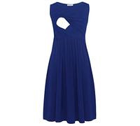 Smallshow Vestito Patchwork Premaman da Allattamento con Tasche Senza Maniche per Le Donne Navy Medium