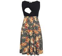 Smallshow Vestito Patchwork Premaman da Allattamento con Tasche Senza Maniche per Le Donne SVP089 X-Large