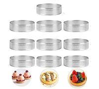 Smallterm 10 Pezzi Circolare nel Acciaio per Torta Torre Torta Stampo per Torta Strumenti di Cottura per Mousse per Torta Forato, 8 Cm