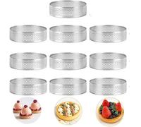 Smallterm 10 Pezzi di Anelli Rotondi per Torte Con Risucchi, in Acciaio, per Mousse, Stampo da 10 cm