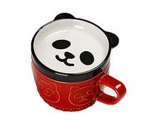Smallterm Giapponese Tazza Creativa Ceramica Shiba Inu Panda Tazza da Caffè Coperchio Casa Coppia Latte Colazione Tazza (Rosso)