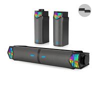 Smalody Altoparlante per PC, Altoparlante per computer staccabile 2 in 1 Altoparlanti Bluetooth stereo Dynamic Cool RGB LED Design Compatibile con desktop/laptop/smartphone/proiettore