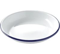HENDI Piatto in acciaio smaltato bianco, con bordo blu, rotondo, piatto fondo, per campeggio, escursioni e picnic, ø200x(H) 32mm