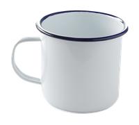 HENDI Tazza in acciaio smaltato bianco, con bordo blu, per colazione, tazza da tè, tazza da caffè, per bevande calde e fredde, per campeggio, escursioni e picnic, per il gelato, 0,52L, ø100x(H) 90mm