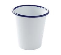 HENDI Bicchiere in acciaio smaltato bianco, con bordo blu, per colazione e bevande calde e fredde, da caffè, da birra, da whisky, per campeggio, escursioni e picnic, da viaggio, 0,4L, ø90x(H) 120mm