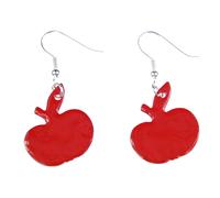 Smaltato Mela Orecchini Miniblings Pendente Frutta Giardino Rosso