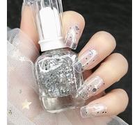 Smalti a Specchio - 12 Colori in Vernice Semi-Permanente per Unghie Luminose, Resistenti e Facili da Rimuovere, Effetti colorati (6-Stelle d'argento, 12ml)