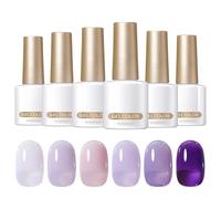 Smalto Gel Effetto Jelly - 6 Colori Smalto Gel a Indurimento Luce UV per Ragazze | Kit Manicure per Viaggio Matrimonio Principianti Donne Casa
