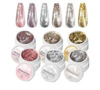 Smalto gel glitterato per unghie | 6 smalti gel glitterati per - forniture per manicure stilizzata viaggio salone quotidiano festivi
