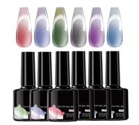 Smalto Gel Occhi di Gatto, 6 Pezzi Smalto Gel Cambia Colore a Temperatura, Glitter Soak Off UV LED Gel Polish per Principianti Professionisti