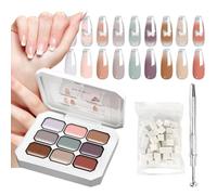 Smalto Gel per Unghie, Palette Gel 9 Colori per Donna con Spugne, Gradiente Lucidante con Pinza per Estetiste e Principianti