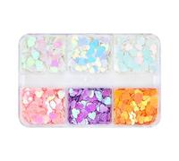 Smalto Glitter Sequins - 6 Colori Cuori Paillettes per Unghie Artigianato - Adesivi Artigianali per Manicure Giapponese con Effetto Olografico e Coriandoli per Diari Viaggi e Appuntamenti
