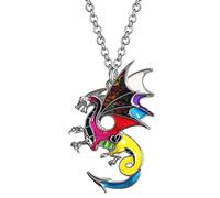 Smalto Lega Collana Drago Fantasia Dinosauro Ciondolo Moda Gioielli Per Donne Ragazze Fascino Regalo (Multi)