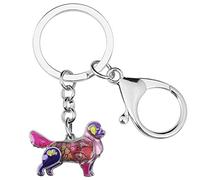 Smalto Lega Golden Retriever Portachiavi Cane Domestico per Donna Ragazze Borsa Portachiavi Portafoglio Charms Regalo (Viola)
