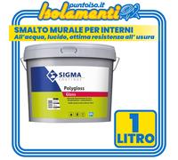 Smalto Murale Sigma Polygloss Bianco Lucido Interno Inodore No Solventi LT. 1
