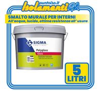 Smalto Murale Sigma Polygloss Bianco Lucido Interno Inodore No Solventi LT. 5