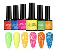 Smalto per gel crackle - set di smalto in gel fluorescente | Lacca per unghie a lungo durata resistente ai chip | Varisca di ammollo a LED UV | Kit di manicure professionale per la fotograf